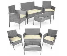 Focus Garden Multigarden technorattano lauko baldų komplektas: kėdės + sofa + staliukas, pilkas, 4 asmenims