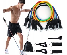 Focus Sport 5 pasipriešinimo gumų rinkinys treniruotėms, aukšta kokybė, espanderiai 3-8kg