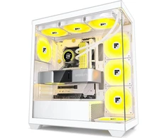 Foifkin pc dėklas - iš anksto įdiegti 3 pwm argb ventiliatoriai, atx mid-tower žaidimų pc dėklas, 270° panoraminis stiklas (baltas, f3)