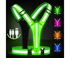 Fokia Kunbio atšvaitinė Led bėgimo liemenė, apšviesta liemenė, bėgikams, naktinis bėgimas, įkraunama per Usb, iki 11 valandų šviesos su reguliuojamu juosmeniu/pečiais moterims, vyrams