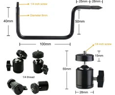 Objektyvas Folgtek 2 dalių laukinės gamtos kameros laikiklis, patvarus tvirtinimas prie medžio, smaigalys 360° reguliuojamas universalus sriegio jungtis 1/4-20 (6 mm) saulės baterijai, naktinio matymo įrenginiams