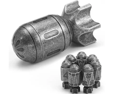 Fonvgogo metalinis dnd kauliukų rinkinys „rocket“ su 7 dalimis ir besisukančiu konteineriu raketos formos, šaunus dnd kauliukų rinkinys „bullet“, skirtas „dungeons and Dragons“ d&amp;d dovanai (rocket Old Sidabrinis)