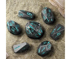 Fonvgogo metalinis dnd kauliukų rinkinys su 7 dalimis, skirtas dungeons and dragons, poliedrinis metalinis stonehenge kauliukų rinkinys d&amp;d su dėklu, vaidmenų žaidimo kauliukai (stonehenge mėlynas)