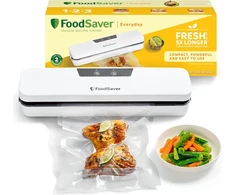 Foodsaver Everyday vakuuminis sandariklis | Maistas išlieka šviežias iki 5 kartų ilgiau | Kompaktiško dizaino vakuuminis sandariklis efektyviam laikymui | Su 5 vakuuminiais maišeliais (0,94 l ir 3,78 l) | Vs0290x