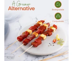 Foogo Žalias 250 bambukiniai iešmeliai, sertifikuoti pagal fsc, tvirti, ekologiški 20 cm iešmeliai bbq ir kebabams, vaisių smeigtukai, kokteilių smeigtukai stovyklavimui, vakarėliams ir vestuvėms