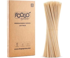 Foogo Žalias 250 bambukiniai iešmeliai, sertifikuoti pagal fsc, tvirti, ekologiški 20 cm iešmeliai bbq ir kebabams, vaisių smeigtukai, kokteilių smeigtukai stovyklavimui, vakarėliams ir vestuvėms