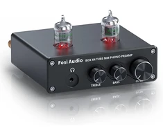 Fosi Audio Box X4 hifi phono lempinis priešstiprintuvas, hifi lempinis priešstiprintuvas ausinėms, jan 5654w vakuuminės lempos mm patefonui, stereo garso stiprinimas phono audiofilams