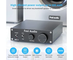 Kompiuterio kolonėlės Fosi Audio M03 žemų dažnių garsiakalbio stiprintuvas 200 W, Tpa3255 mini mono kanalo žemų dažnių garsiakalbio stiprintuvas, pilno dažnio ir žemų dažnių perjungiamas žemų dažnių garsiakalbio stiprintuvas, integruotas D klasės galios stiprintuvas žemų dažni