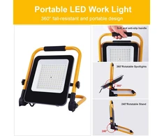 Fosingut Led statybinis prožektorius 100 W, 10000 Lm Led prožektorius su stovu / 2 m kabeliu / Eu kištuku / šaltai baltas statybinis šviestuvas, Ip66 vandeniui atsparus dirbtuvių šviestuvas garažui