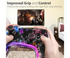 Fosmon (4 poros / 8 vnt.) analoginių lazdelių valdiklio našumo nykščių laikikliai, skirti ps4 | ps3 | XBOX one | XBOX 360 (juoda/raudona)