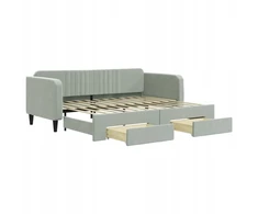 Fotelis Šviesiai pilka ištraukiama sofa su stalčiais, 90x200 cm