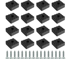 Fotelis Yutou kvadratinės guminės kojelės, 30 x 30 x 10 mm, neslystančios, elastingos, prisukamos varžtais, skirtos stalui, spintelei, rašomajam stalui, sofai, juodos spalvos, 16 vnt.