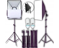 Objektyvas Fotografinės lempos 2x Softbox 50x70 cm studijinis stovas apšvietimo rinkinys 135w