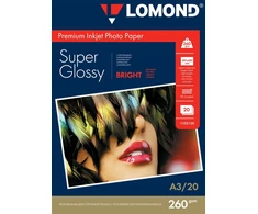 Fotopopierius A3, super blizgus, 260 g/m², premium kokybė, Lomond, 20 vnt.