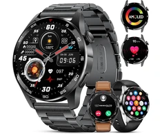 Foxbox išmanusis laikrodis vyrams su telefono funkcija, 1,43 colio Amoled Ip68 vandeniui atsparus sportinis laikrodis, 100+ sporto režimų, kūno rengybos seklys su širdies ritmo monitoriumi, miego monitoriaus išmanusis laikrodis, skirtas Ios Android, 3