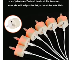Freepower 12 įkraunamų Led arbatinių žvakių su nuotolinio valdymo pulteliu, laikmačiu, mirgančios šiltos baltos spalvos, pritemdomos elektrinės įkraunamos žvakės su 2 Usb laidais, Helovino Kalėdų namų dekoracijos, skersmuo 4 x 5,5