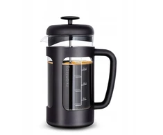 Virdulys French press kavos virimo aparatas 1000 ml su borosilikatinio stiklo juodu korpusu