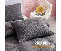 Freyamy seersucker pagalvėlės užvalkalas 40 x 80 cm, 2 vnt., pilkas reljefinis dryžuotas tekstūruotas elegantiškas pagalvėlės užvalkalas, šlifuotas mikropluoštas, minkštas pagalvėlės užvalkalas su užtrauktuku