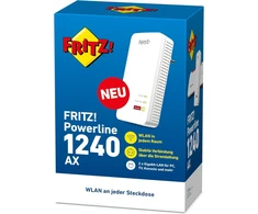 Fritz!powerline 1240 Ax Single Adapteris (gigabitinis powerline su wi-fi 6, wlan prieigos taškas, idealus medijos srautiniam perdavimui, hd vaizdo įrašams, interneto televizijai, 1200 mbps, vokiška versija)