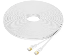 Fumitt Cat 8 Lan kabelis, 25 metrai, didelio greičio plokščias gigabitinis tinklo kabelis, 25 m, Ethernet kabelis, interneto jungiamasis kabelis, 40 Gbps, 2000 Mhz, Rj45 skirtas žaidimams, maršrutizatoriui, modemui, nešiojamam kompiuteriui (baltas)