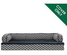 Furhaven pakaitinis šuns guolio užvalkalas, patogi sofa, pliušinis ir dekoratyvinis, sofos stiliaus, skalbiamas skalbimo mašinoje, diamond pilkas, jumbo (xl)