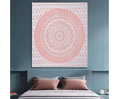Furnishful Finesse Mandala gobelenas rožinis sieninis gobelenas boho ombre sieninis rankšluostis namų ir svetainės dekorui - 76 x 102 cm