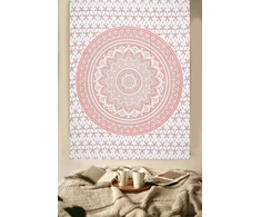 Furnishful Finesse Mandala gobelenas rožinis sieninis gobelenas boho ombre sieninis rankšluostis namų ir svetainės dekorui - 76 x 102 cm