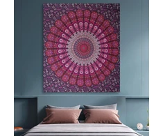 Furnishful Finesse Mandala gobelenas violetinės rožinės spalvos sienų apmušalai Boho povas sienų rankšluostis namų ir svetainės dekorui - 127 x 152 cm