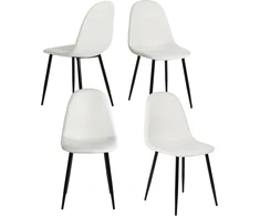 Furniturer 4 elegantiškų audinio valgomojo kėdžių su metalinėmis kojomis komplektas. Idealiai tinka miegamajam, svetainei, kreminės baltos spalvos