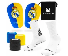 Futbolo apsaugos S dydis 10x6cm, neslystančios kojinės 35-46, juostos 14m