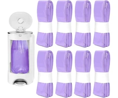 Fuzhik sauskelnių kasetės papildymas, 8 vnt., atsparios kvapams, bekvapės, pastorintos, sauskelnių maišeliai, suderinami su Tommee Tippee, Twist &amp; Click, Litterlocker (violetinė)