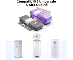 Fuzhik sauskelnių kasetės papildymas, 8 vnt., atsparios kvapams, bekvapės, pastorintos, sauskelnių maišeliai, suderinami su Tommee Tippee, Twist &amp; Click, Litterlocker (violetinė)