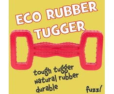 Fuzzl Eco Rubber Tugger - raudonas - tvirtas kramtomasis žaislas agresyviems kramtytojams, stiprus žaislas šunims, tvirtas žaislas šuniukams