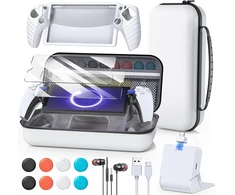 Fyoung 14-in-1 priedų rinkinys, skirtas Playstation Portal, krepšys ir magnetinė įkrovimo stotelė, skirta Ps5 Portal su apsauginiu dėklu, 2 apsauginės plėvelės, laidinės ausinės, 8 nykščio lazdelės (balta)