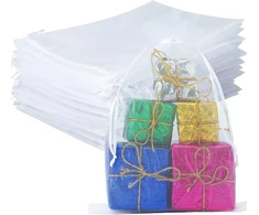 G2plus balti organzos maišeliai dideli, 17 x 23 cm vestuvių dovanų organzos maišelis, 50 organzos maišelių su raišteliu pakuotė, vestuvių saldainių maišelis, papuošalų maišelis, dovanų maišelis