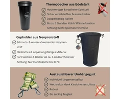 Gadgetto mėtų žalios spalvos puodelio laikiklis, butelių krepšys pakabinimui su termopuodeliu 500 ml, skirtas veiklai lauke, festivaliams, plaukiojimui, žygiams