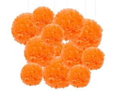 Gaka Favor 12 vienetų popierinių pomponų rinkinys, oranžinė popierinė pakabinama dekoracija vestuvėms, krikštynoms, gimtadieniui, komunijai, valentino dienai, motinos dienos vakarėlio dekoracija