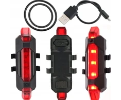 Galinė dviračio lemputė 5 Led 7-funkcijų įkrovimas 5v per Usb
