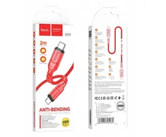 Galingas greitas Hoco Usb-c į Usb-c kabelis 2m 60w 3a Power Delivery raudonas