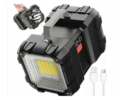 Galingas led akumuliatorinis prožektorius su dvipusiu powerbank ir rankena