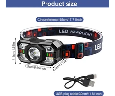 Galingas Led priekinis žibintas su Usb įkrovimu, 2000 Mah