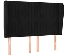 Lova Galvūgalis su auselėmis, juodas, 147x23x118/128cm, aksomas