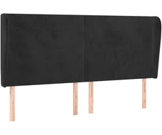 Lova Galvūgalis su auselėmis, juodas, 163x23x118/128cm, aksomas
