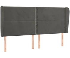 Lova Galvūgalis su auselėmis, pilkas, 163x23x118/128cm, aksomas