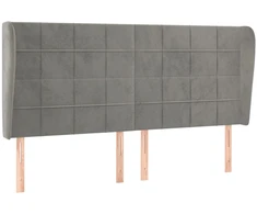 Lova Galvūgalis su auselėmis, pilkas, 203x23x118/128cm, aksomas