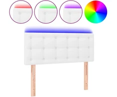 Lova Galvūgalis su LED, baltos spalvos, 100x5x78/88cm, dirbtinė oda
