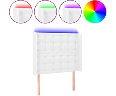 Lova Galvūgalis su LED, baltos spalvos, 103x16x118/128 cm