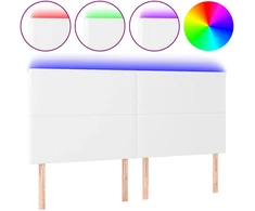 Lova Galvūgalis su LED, baltos spalvos, 200x5x118/128 cm