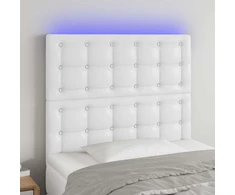 Lova Galvūgalis su LED, baltos spalvos, 90x5x118/128 cm