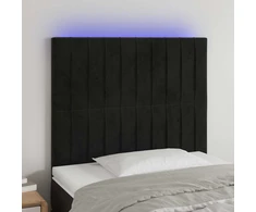Lova Galvūgalis su LED, juodos spalvos, 100x5x118/128cm, aksomas